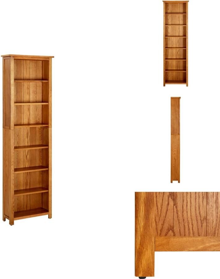 VidaXL Boekenkast Boekenkasten Boekenplank Boekenplanken Boekenkast met 7 schappen 60x22x200 cm massief eikenhout