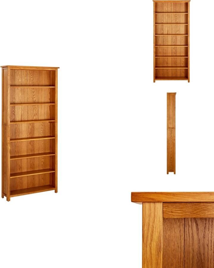 VidaXL Boekenkast Boekenkasten Boekenplank Boekenplanken Boekenkast met 7 schappen 90x22 5x200 cm massief eikenhout