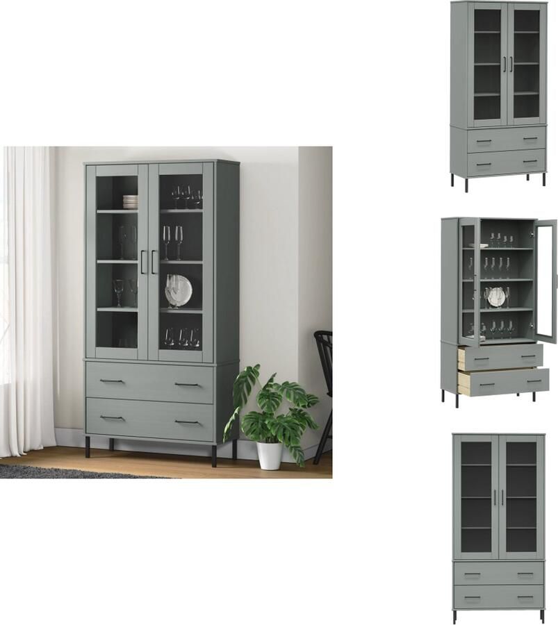 VidaXL Boekenkast Boekenkasten Boekenplank Boekenplanken Boekenkast met metalen poten OSLO 85x35x172 5 cm hout grijs - Foto 2