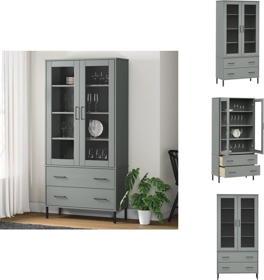 VidaXL Boekenkast Boekenkasten Boekenplank Boekenplanken Boekenkast met metalen poten OSLO 85x35x172 5 cm hout grijs