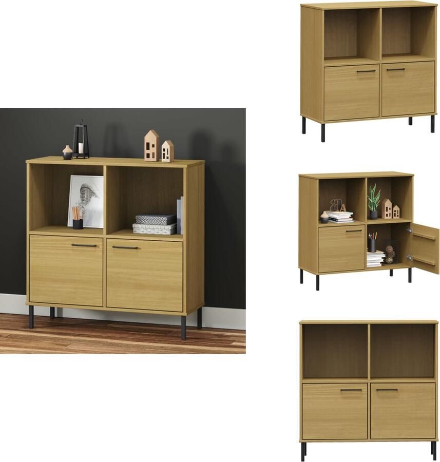 VidaXL Boekenkast Boekenkasten Boekenplank Boekenplanken Boekenkast met metalen poten OSLO 90x35x90 5 cm hout bruin - Foto 2