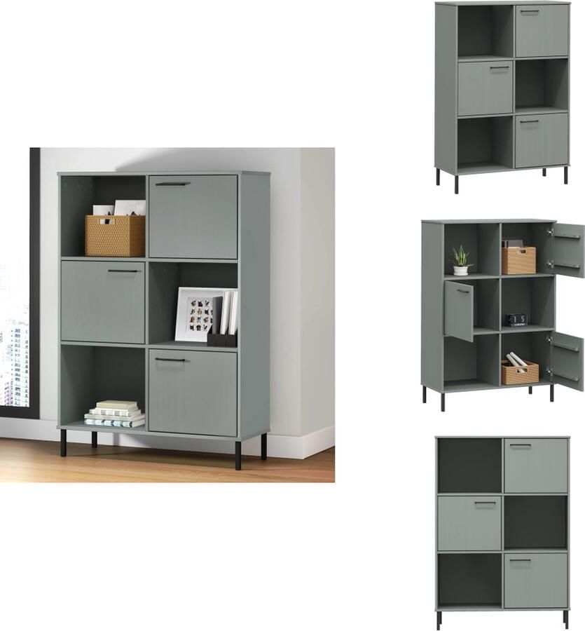 VidaXL Boekenkast Boekenkasten Boekenplank Boekenplanken Boekenkast met metalen poten OSLO 90x35x128 5 cm hout grijs