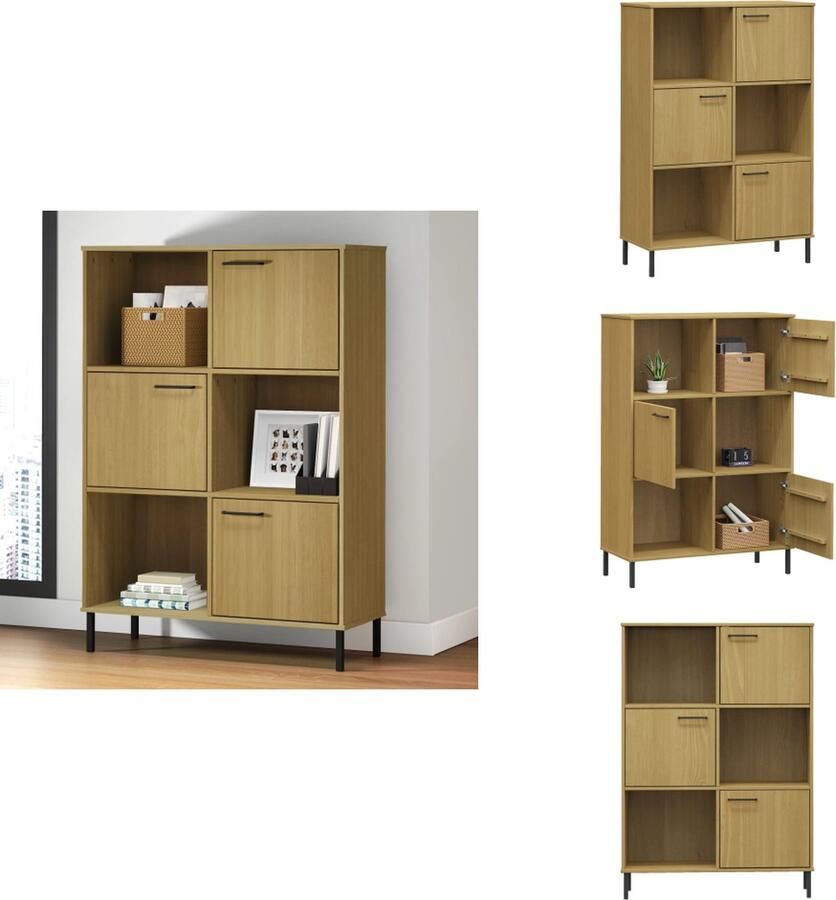 VidaXL Boekenkast Boekenkasten Boekenplank Boekenplanken Boekenkast met metalen poten OSLO 90x35x128 5 cm hout bruin - Foto 2