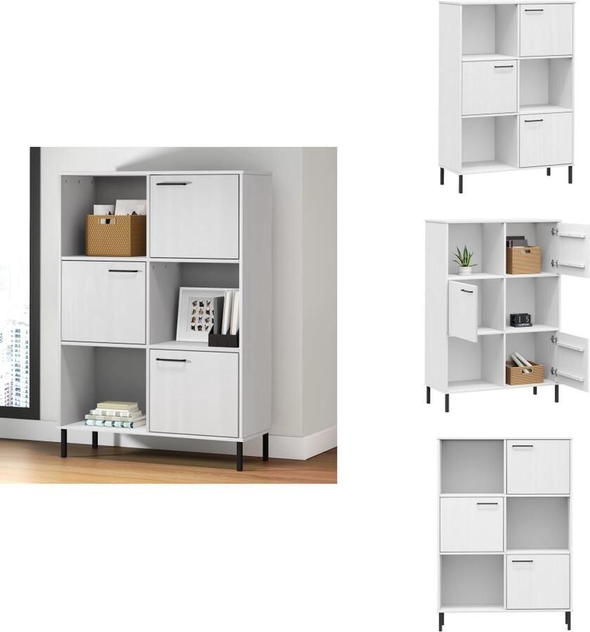 VidaXL Boekenkast Boekenkasten Boekenplank Boekenplanken Boekenkast met metalen poten OSLO 90x35x128 5 cm hout wit
