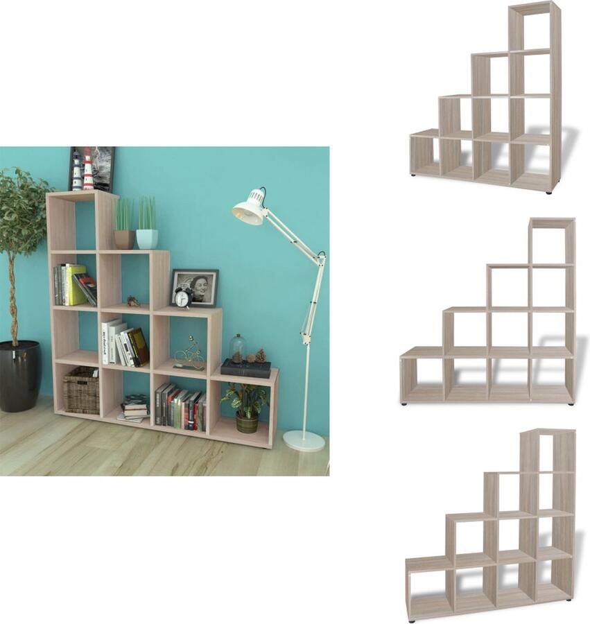 VidaXL Boekenkast Boekenkasten Boekenplank Boekenplanken Boekenkast presentatiemeubel trapvormig 142 cm eikenkleur - Foto 2