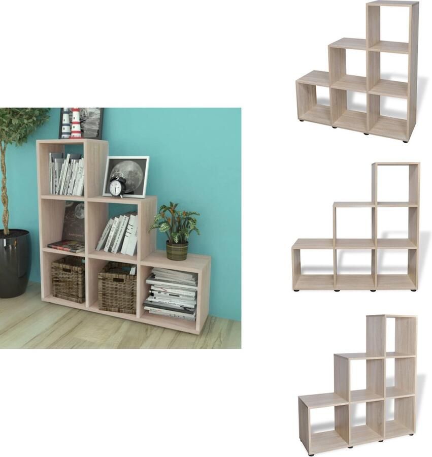 VidaXL Boekenkast Boekenkasten Boekenplank Boekenplanken Boekenkast presentatiemeubel trapvormig 107 cm eikenkleur - Foto 2