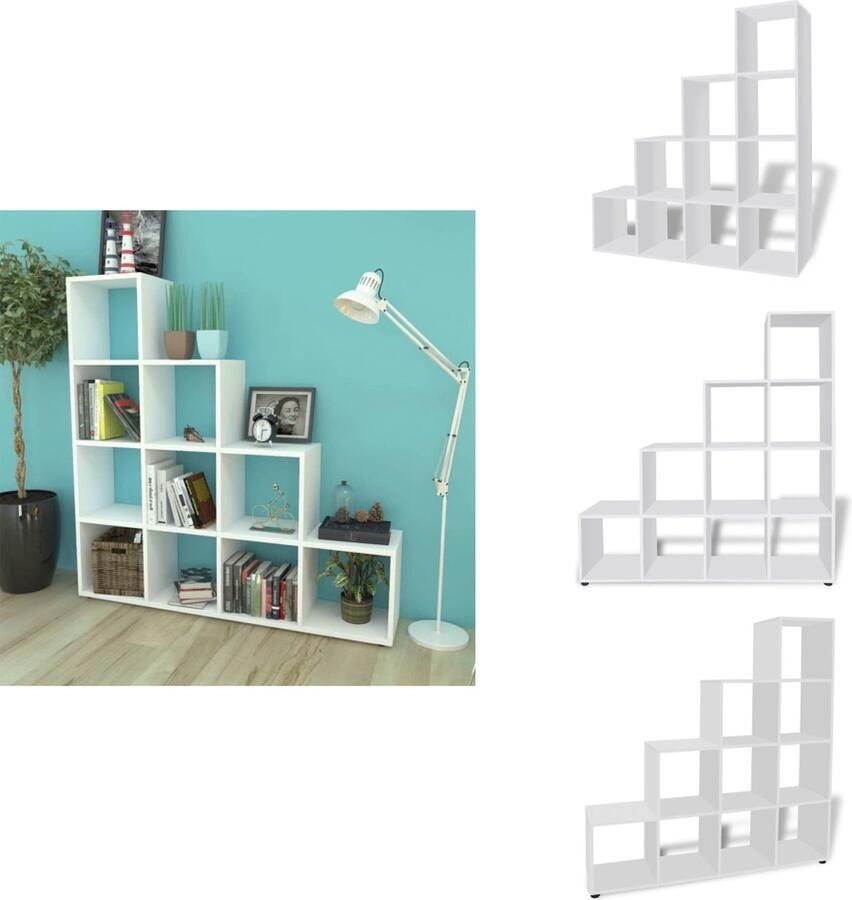 VidaXL Boekenkast Boekenkasten Boekenplank Boekenplanken Boekenkast presentatiemeubel trapvormig 142 cm wit - Foto 2