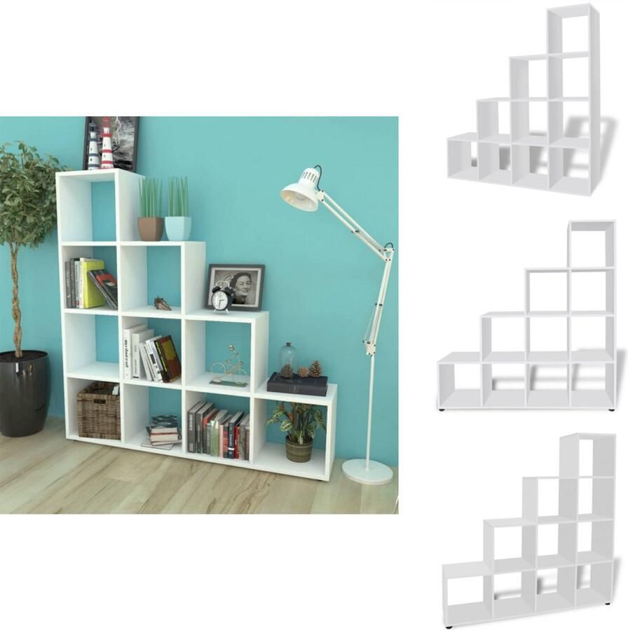 VidaXL Boekenkast Boekenkasten Boekenplank Boekenplanken Boekenkast presentatiemeubel trapvormig 142 cm wit