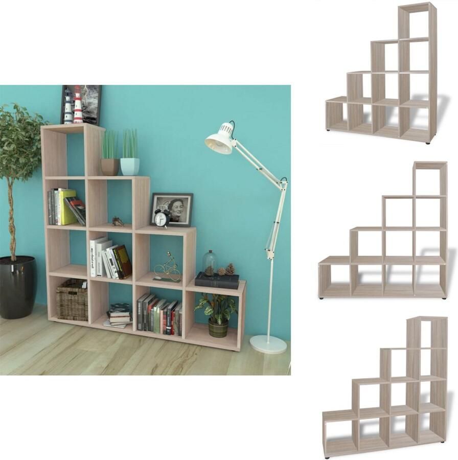 VidaXL Boekenkast Boekenkasten Boekenplank Boekenplanken Boekenkast presentatiemeubel trapvormig 142 cm eikenkleur