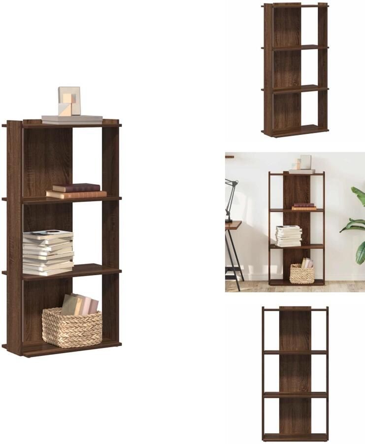 VidaXL Boekenkast Boekenkasten Boekenplank Opbergkast Boekenkast 3-laags 60x30x120 cm bewerkt hout bruin eikenkleur