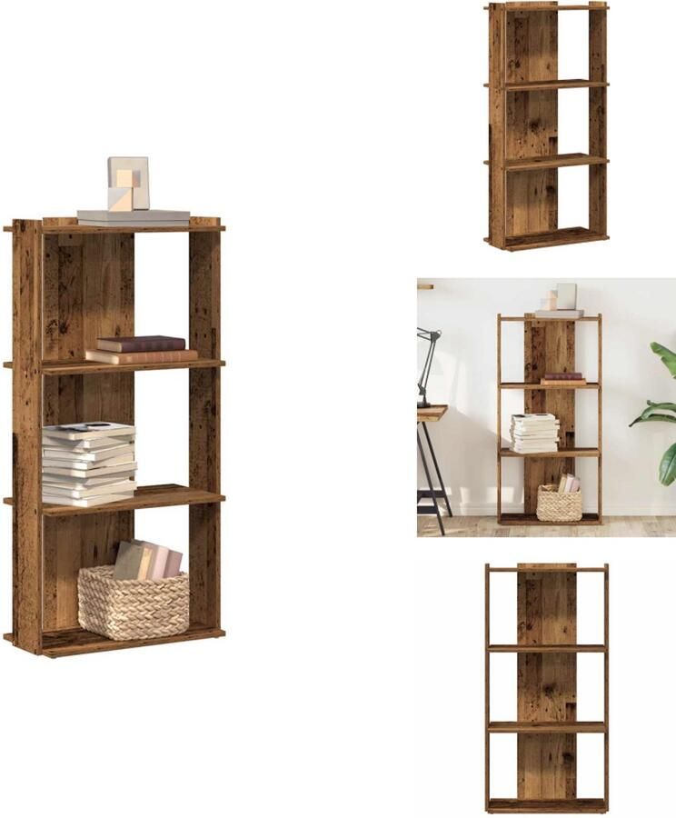 VidaXL Boekenkast Boekenkasten Boekenplank Opbergkast Boekenkast 3-laags 60x30x120 cm bewerkt hout oud houtkleur