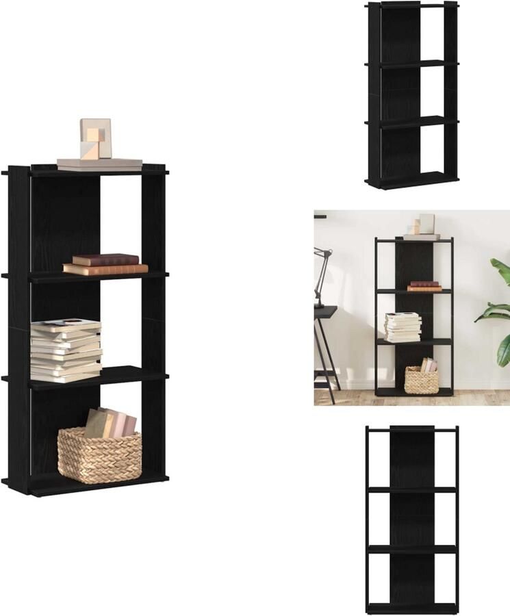 VidaXL Boekenkast Boekenkasten Boekenplank Opbergkast Boekenkast 3-laags 60x30x120 cm bewerkt hout zwart
