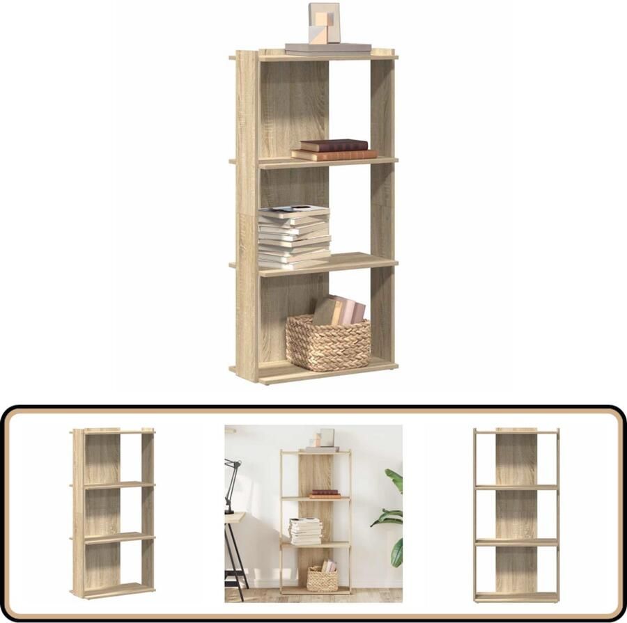 VidaXL Boekenkast Boekenkasten Boekenplank Opbergkast Boekenkast 3-laags 60x30x120 cm bewerkt hout sonoma eikenkleur