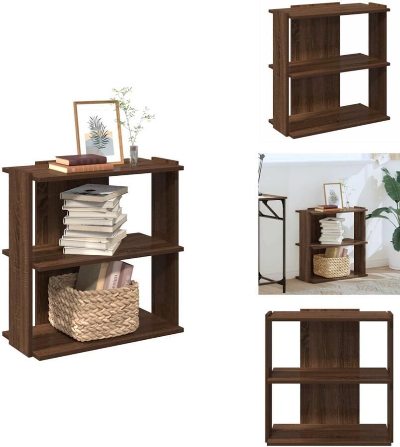 VidaXL Boekenkast Boekenkasten Boekenplank Opbergkast Boekenkast 3-laags 60x30x60 cm bewerkt hout bruin eikenkleur