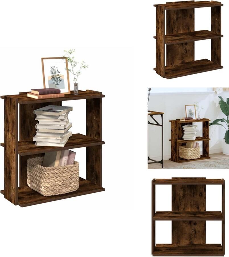 VidaXL Boekenkast Boekenkasten Boekenplank Opbergkast Boekenkast 3-laags 60x30x60 cm bewerkt hout gerookt eikenkleur
