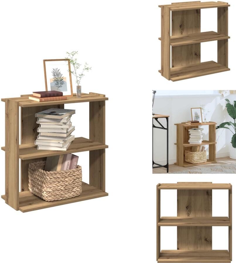 VidaXL Boekenkast Boekenkasten Boekenplank Opbergkast Boekenkast 3-laags 60x30x60 cm bewerkt hout artisanaal eiken
