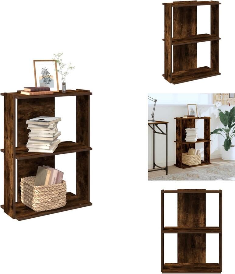 VidaXL Boekenkast Boekenkasten Boekenplank Opbergkast Boekenkast 3-laags 60x30x80 cm bewerkt hout gerookt eikenkleur