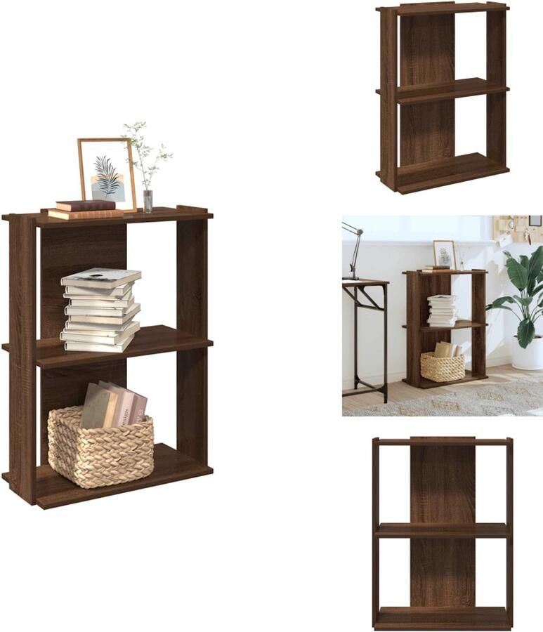 VidaXL Boekenkast Boekenkasten Boekenplank Opbergkast Boekenkast 3-laags 60x30x80 cm bewerkt hout bruin eikenkleur