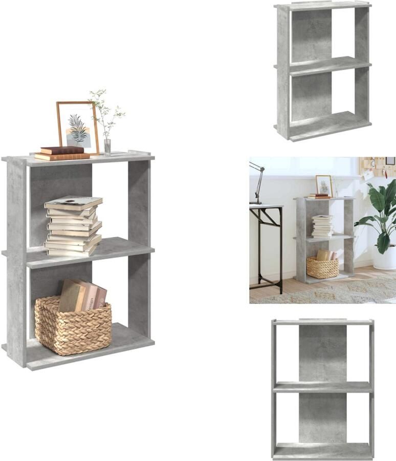 VidaXL Boekenkast Boekenkasten Boekenplank Opbergkast Boekenkast 3-laags 60x30x80 cm bewerkt hout betongrijs