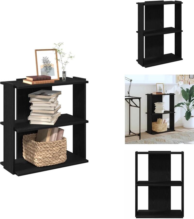 VidaXL Boekenkast Boekenkasten Boekenplank Opbergkast Boekenkast 3-laags 60x30x80 cm bewerkt hout zwart