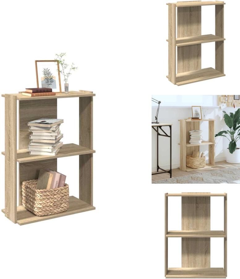 VidaXL Boekenkast Boekenkasten Boekenplank Opbergkast Boekenkast 3-laags 60x30x80 cm bewerkt hout sonoma eikenkleurig