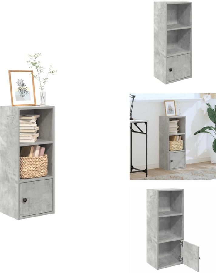 VidaXL Boekenkast Boekenkasten Boekenplank Opbergkast Boekenkast 31x24x77 cm bewerkt hout betongrijs