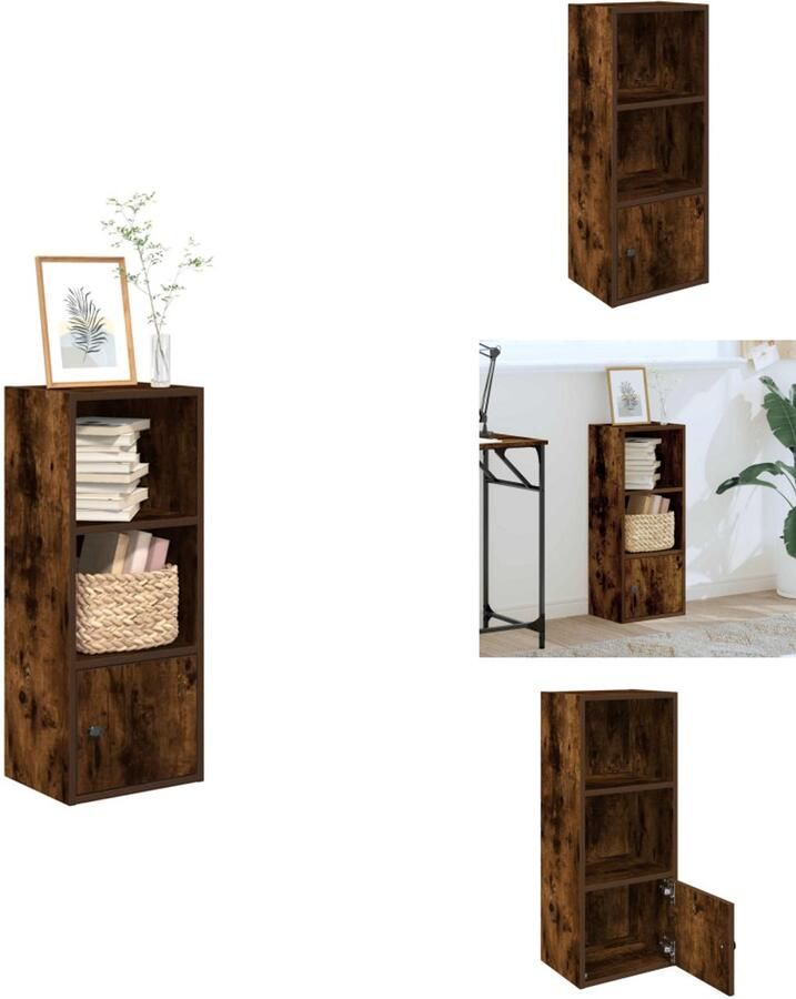 VidaXL Boekenkast Boekenkasten Boekenplank Opbergkast Boekenkast 31x24x77 cm bewerkt hout gerookt eikenkleurig