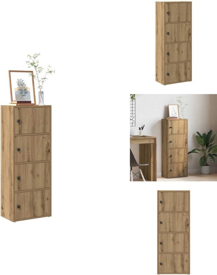 VidaXL Boekenkast Boekenkasten Boekenplank Opbergkast Boekenkast 40x24x102 cm bewerkt hout artisanaal eikenkleurig