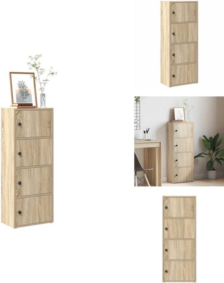 VidaXL Boekenkast Boekenkasten Boekenplank Opbergkast Boekenkast 40x24x102 cm bewerkt hout betongrijs