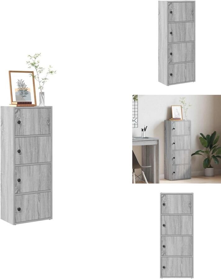 VidaXL Boekenkast Boekenkasten Boekenplank Opbergkast Boekenkast 40x24x102 cm bewerkt hout grijs sonoma eikenkleurig