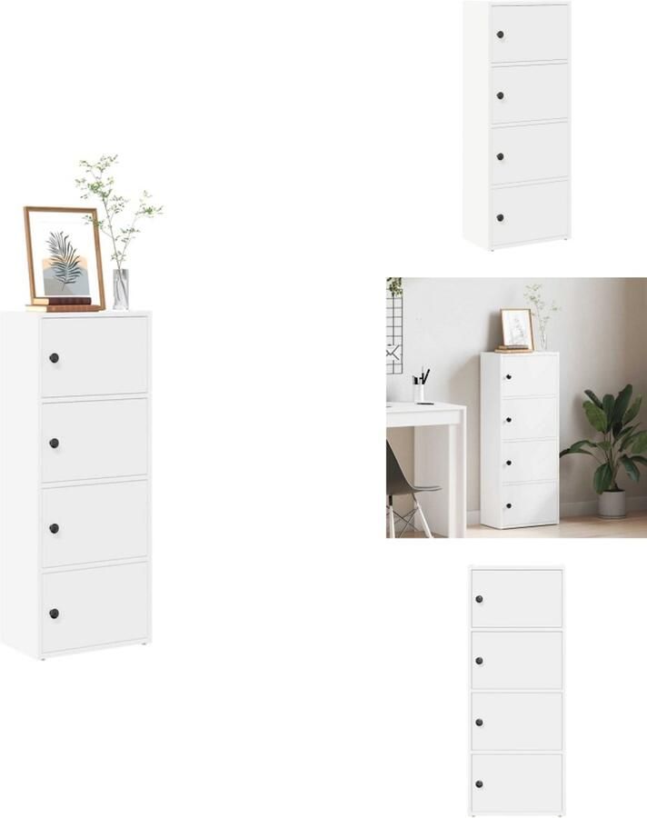 VidaXL Boekenkast Boekenkasten Boekenplank Opbergkast Boekenkast 40x24x102 cm bewerkt hout wit