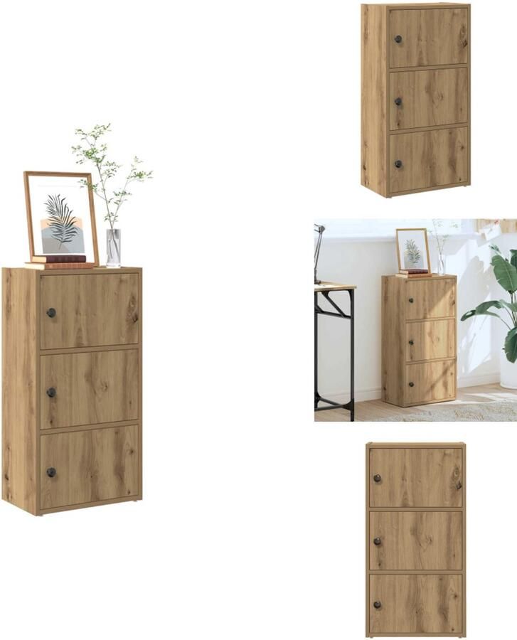 VidaXL Boekenkast Boekenkasten Boekenplank Opbergkast Boekenkast 40x24x77 cm bewerkt hout artisanaal eikenkleurig