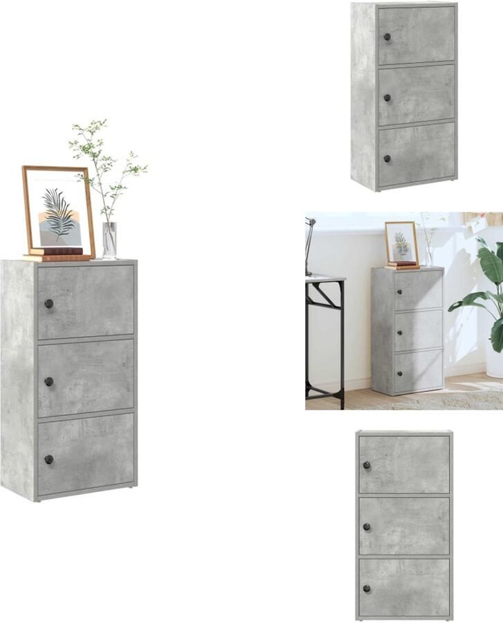 VidaXL Boekenkast Boekenkasten Boekenplank Opbergkast Boekenkast 40x24x77 cm bewerkt hout betongrijs