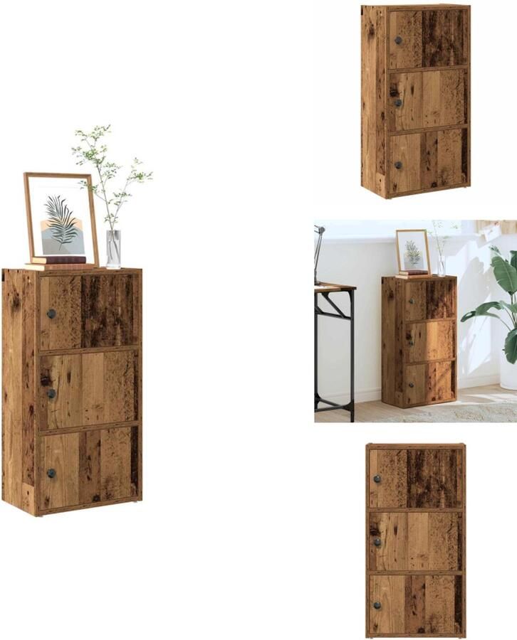 VidaXL Boekenkast Boekenkasten Boekenplank Opbergkast Boekenkast 40x24x77 cm bewerkt hout oud houtkleurig