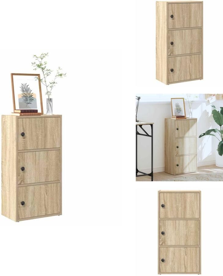 VidaXL Boekenkast Boekenkasten Boekenplank Opbergkast Boekenkast 40x24x77 cm bewerkt hout sonoma eikenkleurig