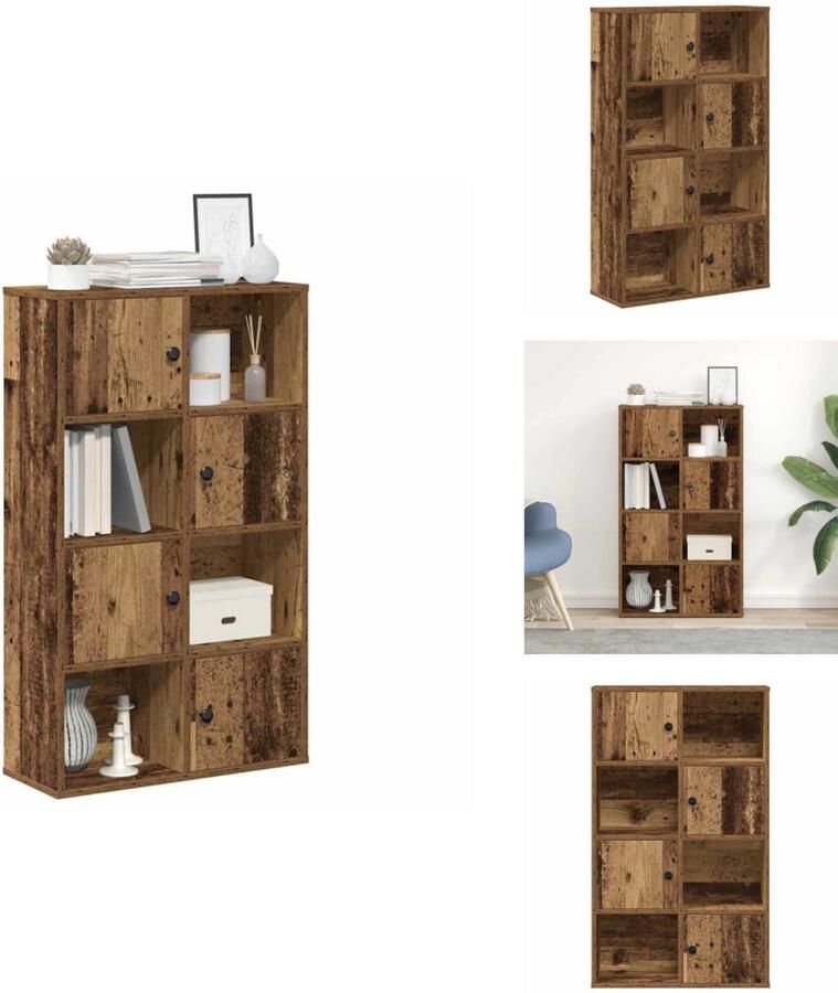VidaXL Boekenkast Boekenkasten Boekenplank Opbergkast Boekenkast 60x24x101 5 cm bewerkt hout oud houtkleurig - Foto 2