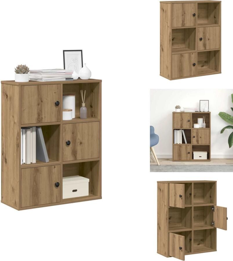 VidaXL Boekenkast Boekenkasten Boekenplank Opbergkast Boekenkast 60x24x76 5 cm bewerkt hout artisanaal eikenkleurig