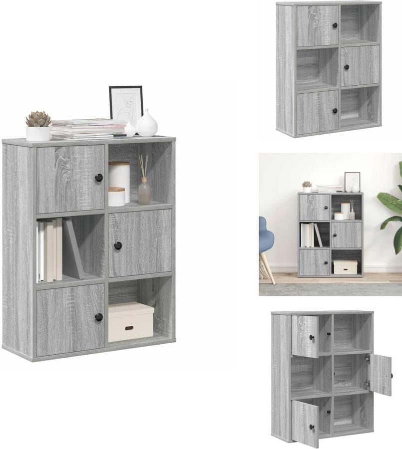 VidaXL Boekenkast Boekenkasten Boekenplank Opbergkast Boekenkast 60x24x76 5 cm bewerkt hout grijs sonoma eikenkleurig