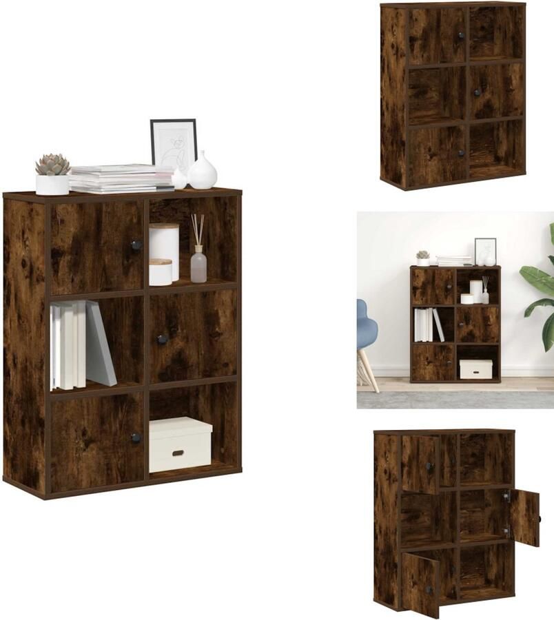 VidaXL Boekenkast Boekenkasten Boekenplank Opbergkast Boekenkast 60x24x76 5 cm bewerkt hout gerookt eikenkleurig