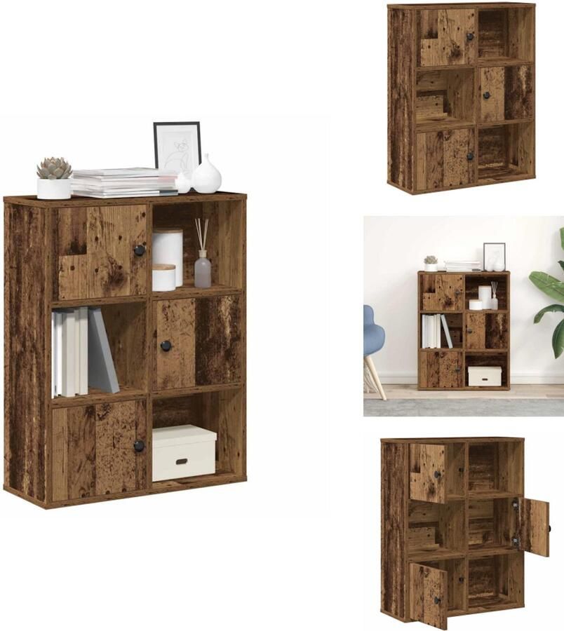 VidaXL Boekenkast Boekenkasten Boekenplank Opbergkast Boekenkast 60x24x76 5 cm bewerkt hout oud houtkleurig