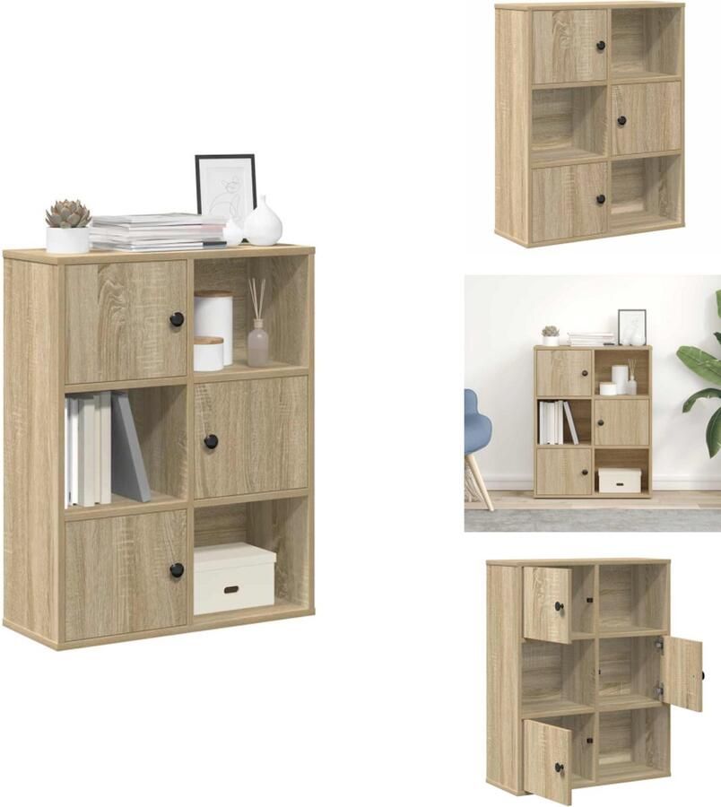 VidaXL Boekenkast Boekenkasten Boekenplank Opbergkast Boekenkast 60x24x76 5 cm bewerkt hout sonoma eikenkleurig
