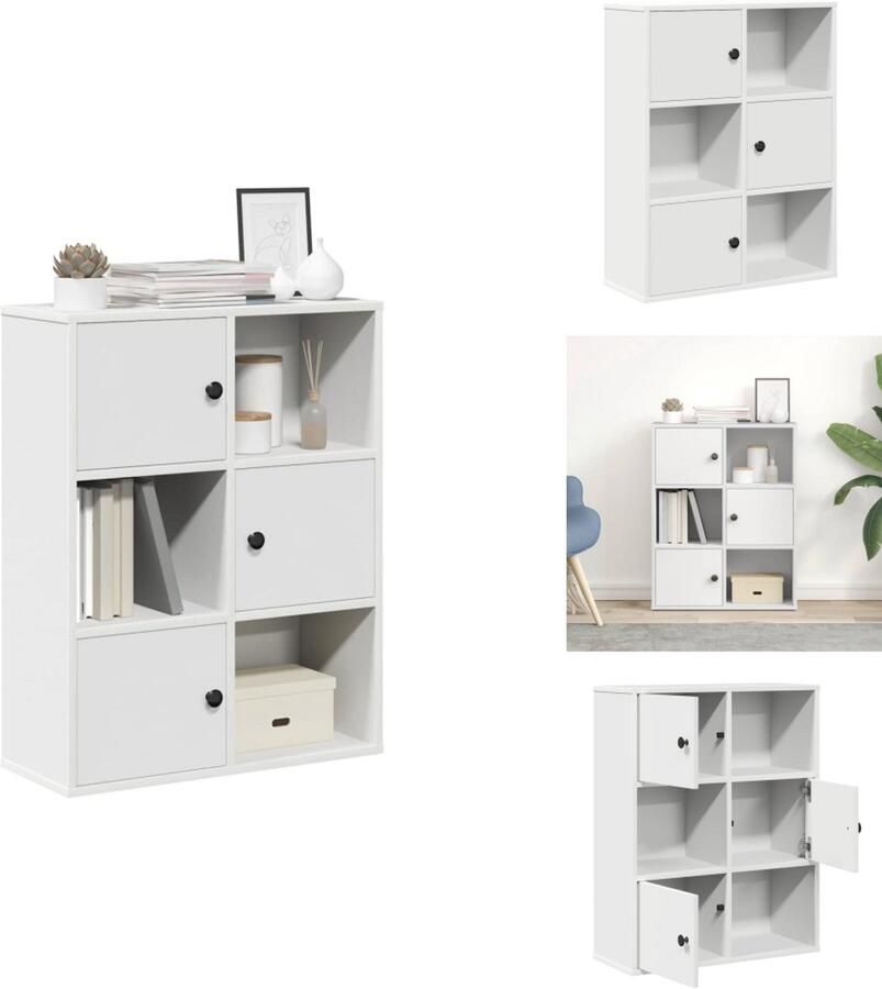 VidaXL Boekenkast Boekenkasten Boekenplank Opbergkast Boekenkast 60x24x76 5 cm bewerkt hout wit