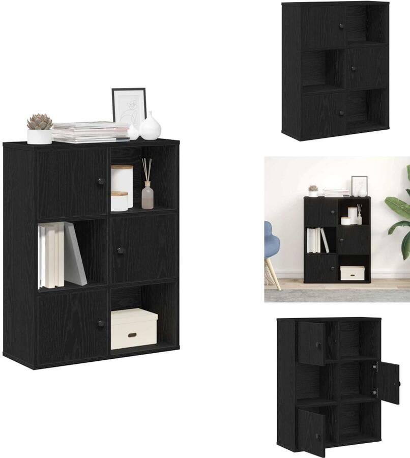VidaXL Boekenkast Boekenkasten Boekenplank Opbergkast Boekenkast 60x24x76 5 cm bewerkt hout zwart eikenkleurig