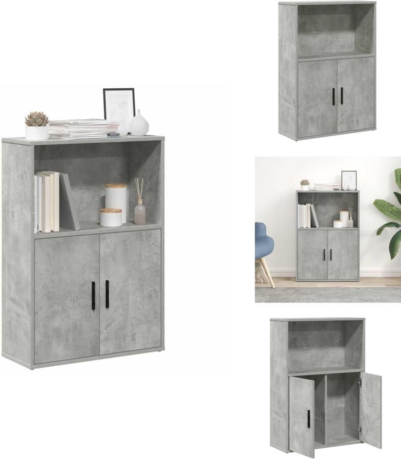 VidaXL Boekenkast Boekenkasten Boekenplank Opbergkast Boekenkast 60x24x85 cm bewerkt hout betongrijs
