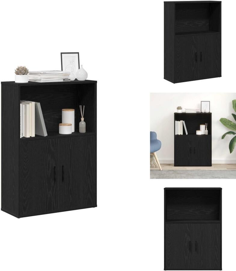 VidaXL Boekenkast Boekenkasten Boekenplank Opbergkast Boekenkast 60x24x85 cm bewerkt hout zwart eikenkleurig