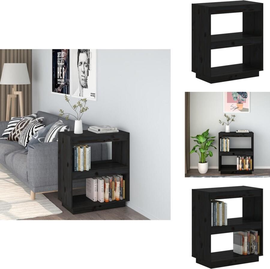 VidaXL Boekenkast Boekenkasten Boekenrek Boekenschap Boekenkast 60x35x71 cm massief grenenhout zwart