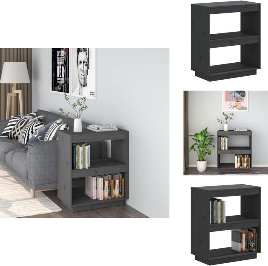 VidaXL Boekenkast Boekenkasten Boekenrek Boekenschap Boekenkast 60x35x71 cm massief grenenhout grijs