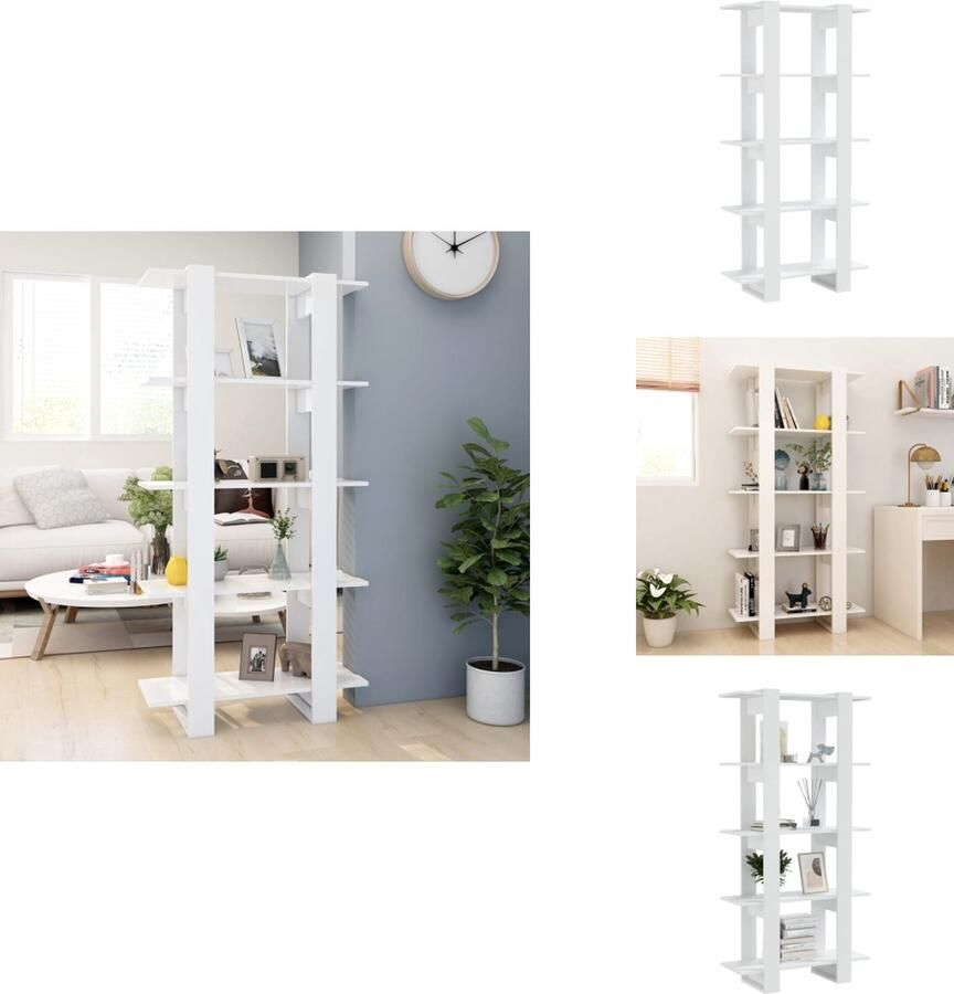 VidaXL Boekenkast Boekenkasten Boekenrek Boekenschap Boekenkast kamerscherm 80x30x160 cm bewerkt hout wit - Foto 2