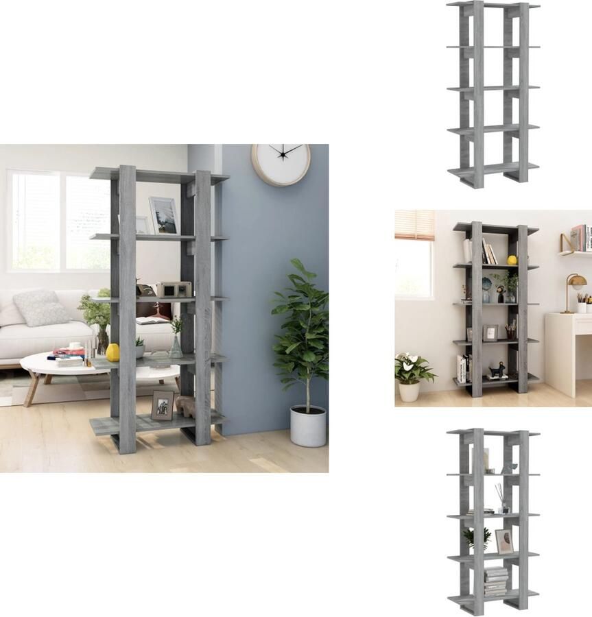VidaXL Boekenkast Boekenkasten Boekenrek Boekenschap Boekenkast kamerscherm 80x30x160 cm bewerkt hout grijs sonoma