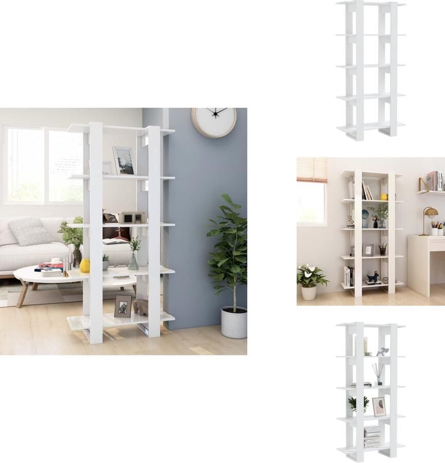 VidaXL Boekenkast Boekenkasten Boekenrek Boekenschap Boekenkast kamerscherm 80x30x160 cm hoogglans wit - Foto 2